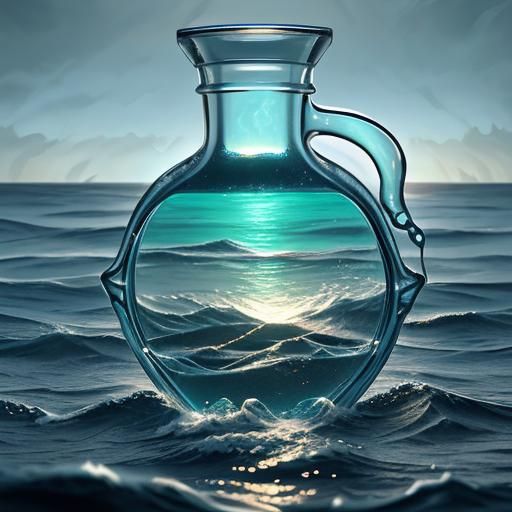 Surreal Soldiers Trapped in Bottle on Stormy Sea