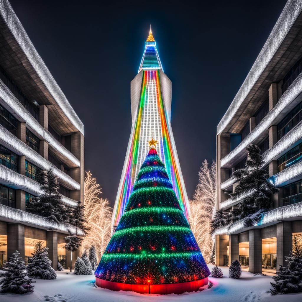 Ryugyong Hotel Transformed into Christmas Tree