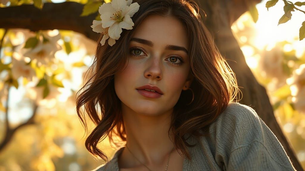 Anime Style Autumn Portrait with Falling Leaves