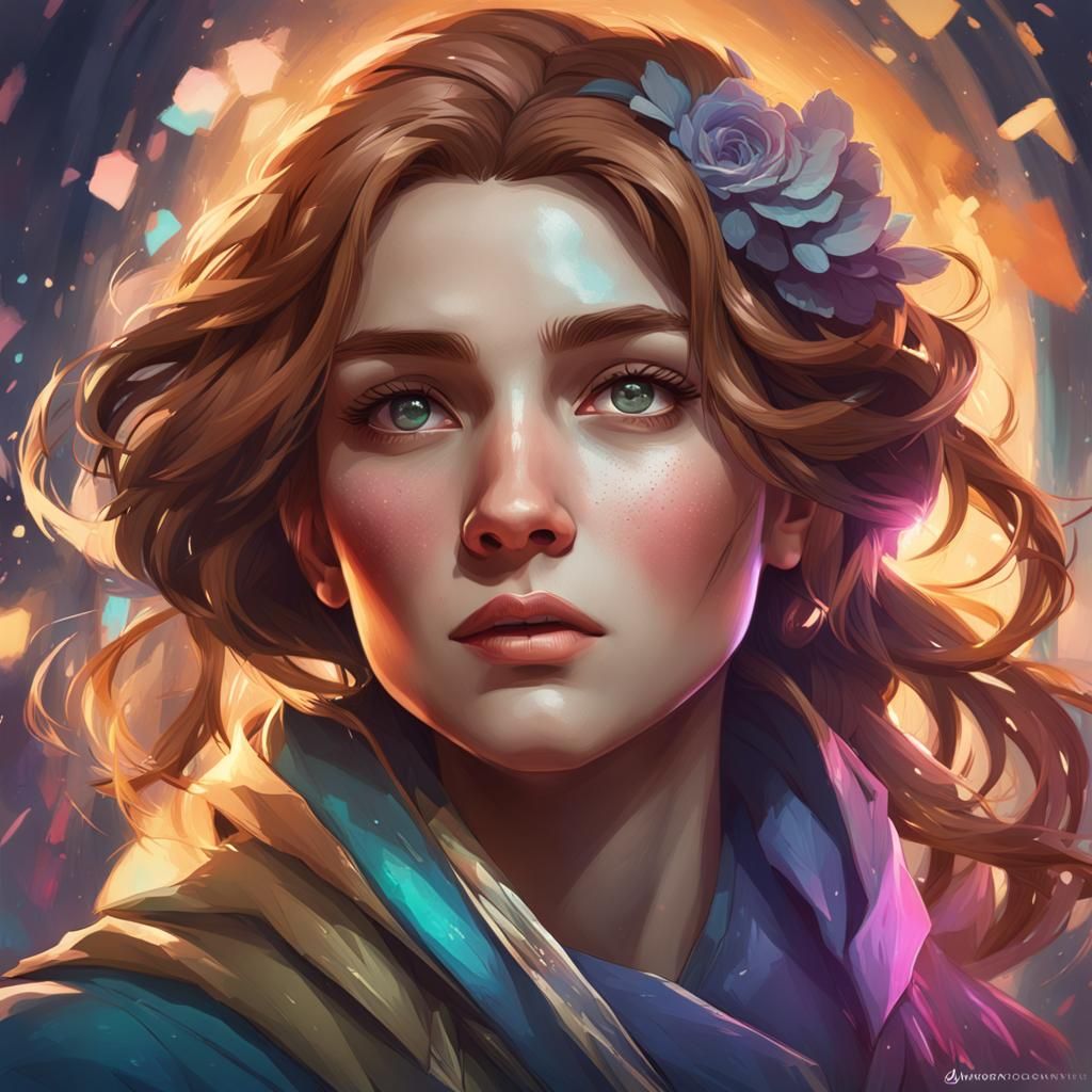 Detailed Portrait in Art Nouveau Style