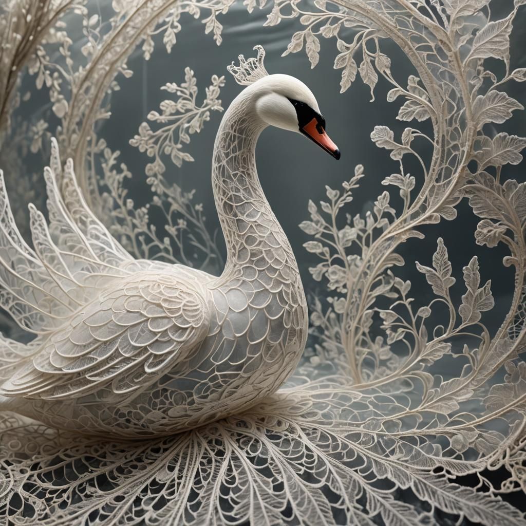 Lace Swan Queen: Hyperrealistic Cinematic Art