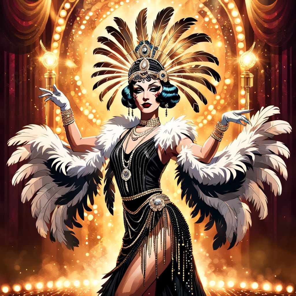 Art Deco Cabaret Dancer in Vintage Poster Style