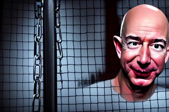 Hyper-Realistic Devilish Figure in Jail Cell