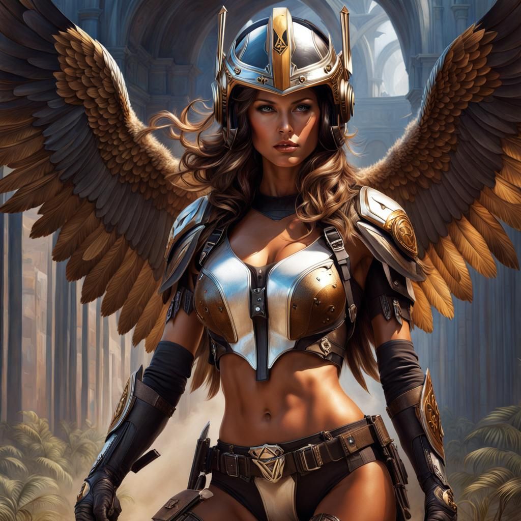 Hawk Woman Portrait in Splash Art Style