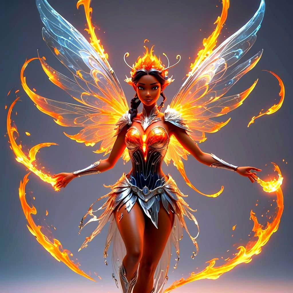Fire and Air Fairy Elemental in 3D Digital Art