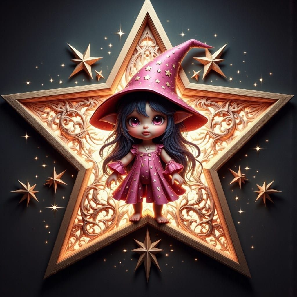Chibi Witch in Star, Digital Art Style
