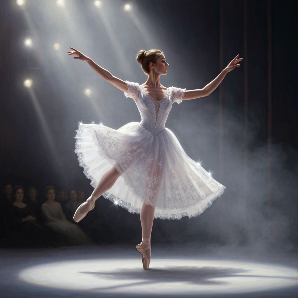 Ballerina's Graceful Leap on Stage