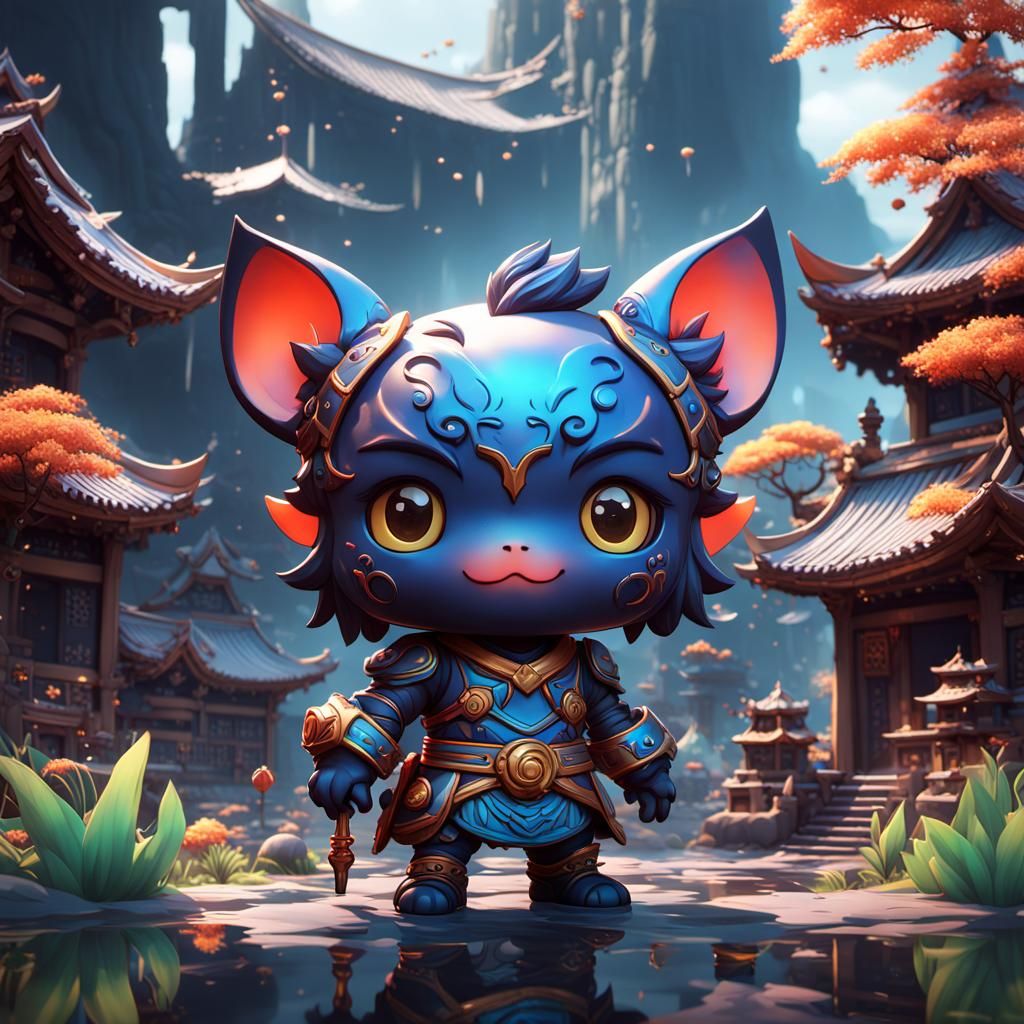 Chibi Akaname in Detailed Fantasy Art