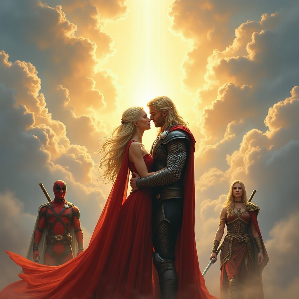 Daenerys and Thor Embrace While Deadpool & Leia Watch