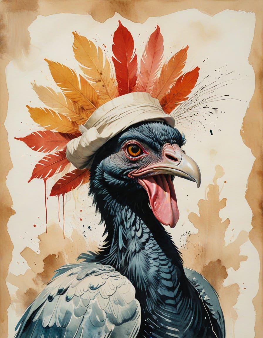 Anthropomorphic Turkey in Bahamas at Golden Hour