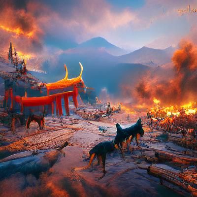 Ancient War of Dogs: Detailed Matte Painting