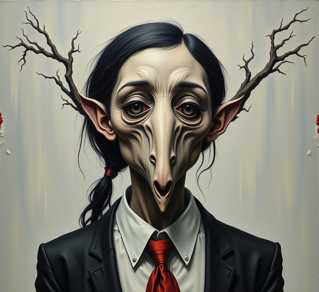 Surreal and Unusual Portrait in Heavy Metal Deco Style