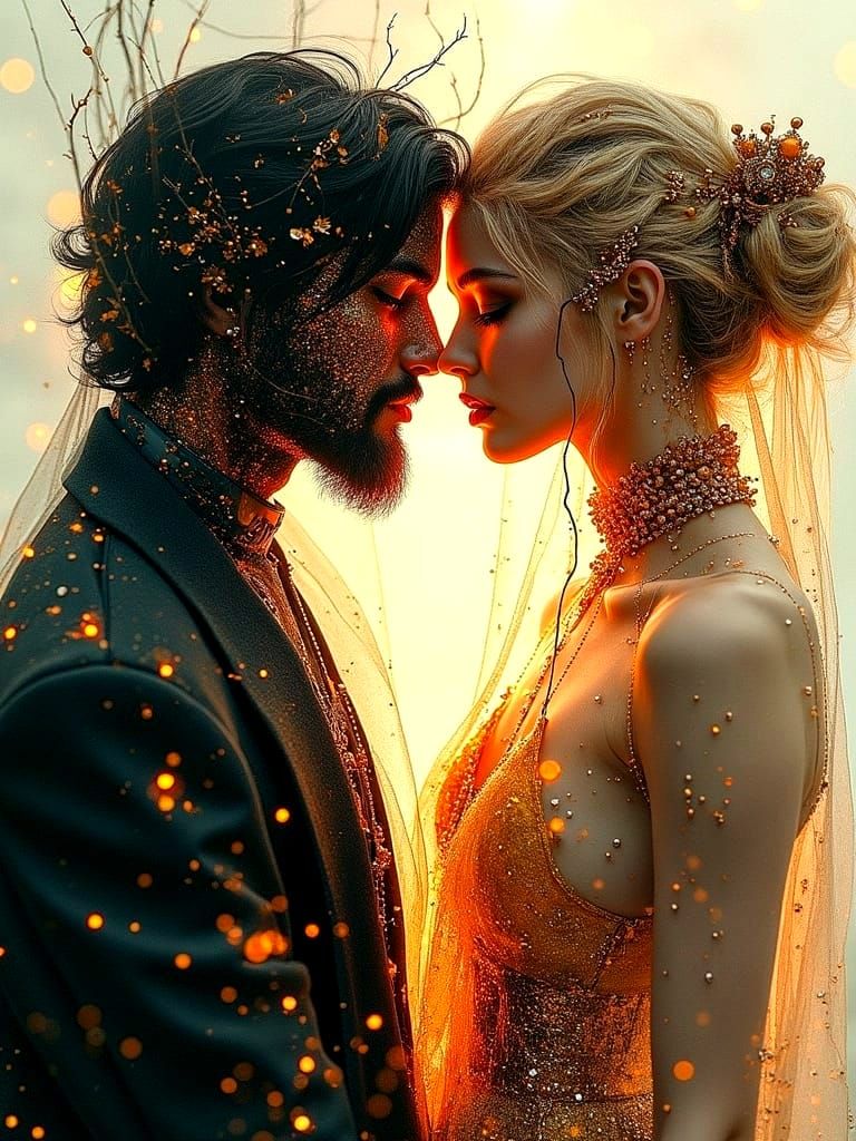 Symbolic Couple Portrait in Art Nouveau Style