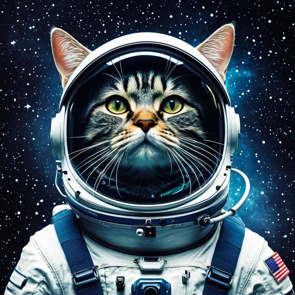 Space Cat Exploring the Cosmos