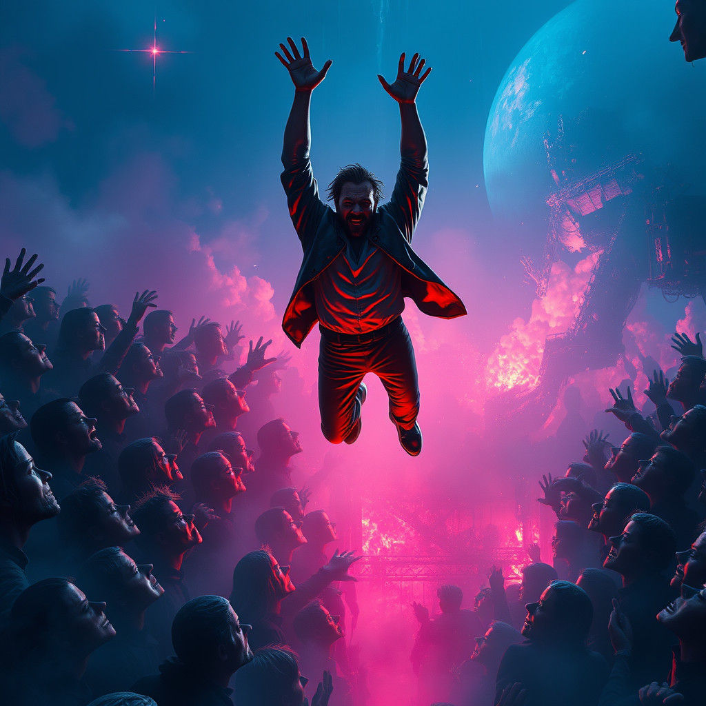 Man's Descent in a Dark Fantasy Art Style