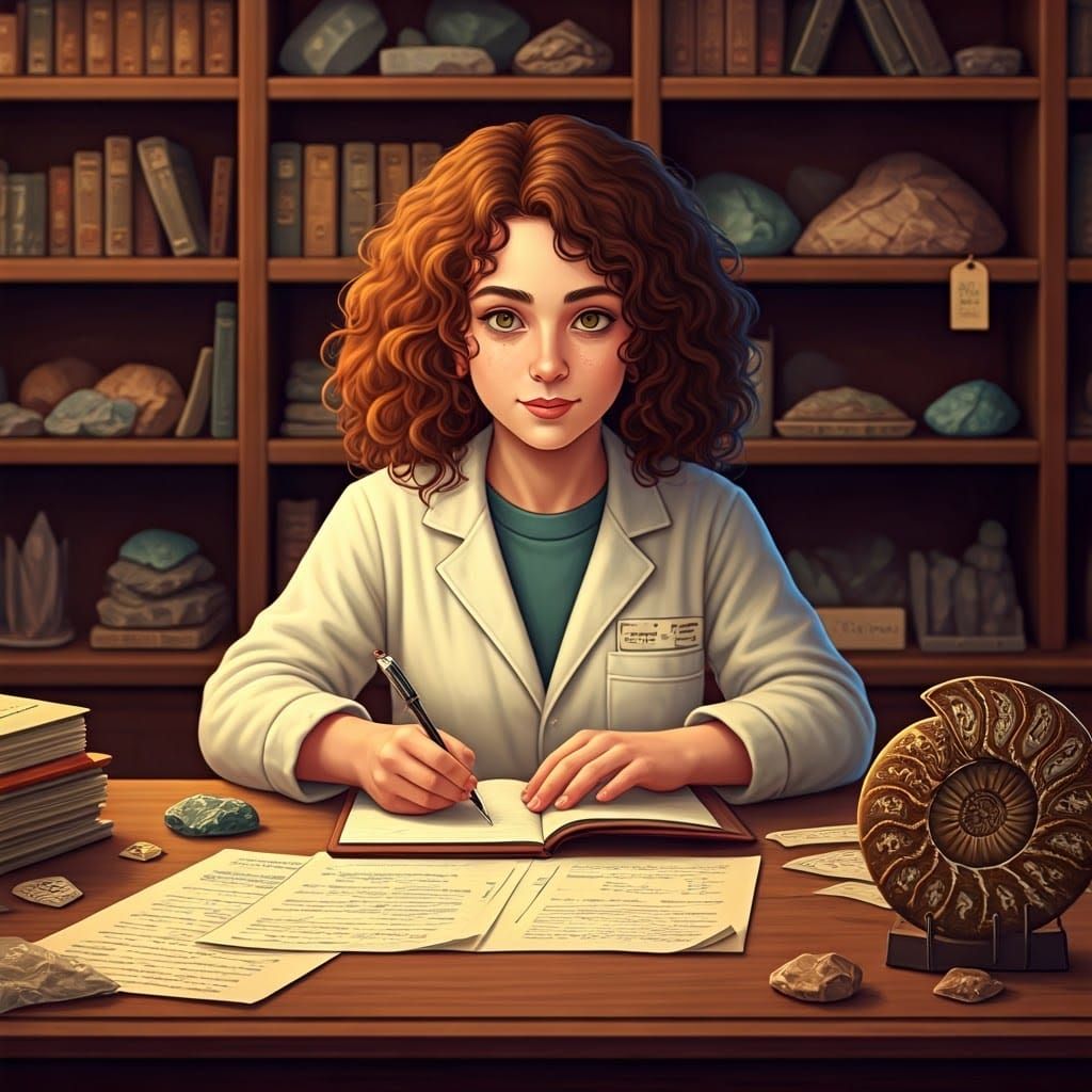 Geologist at Work in Cozy Lab, Loish Style