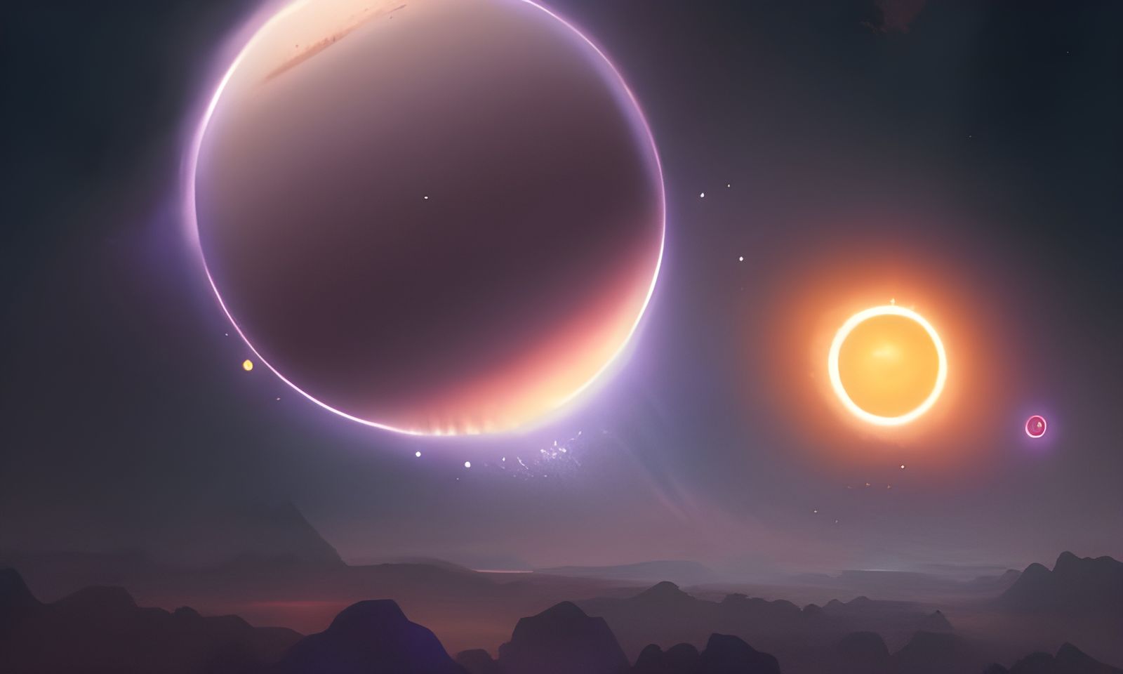 Purple Nebula and Yellow Star System in 8K