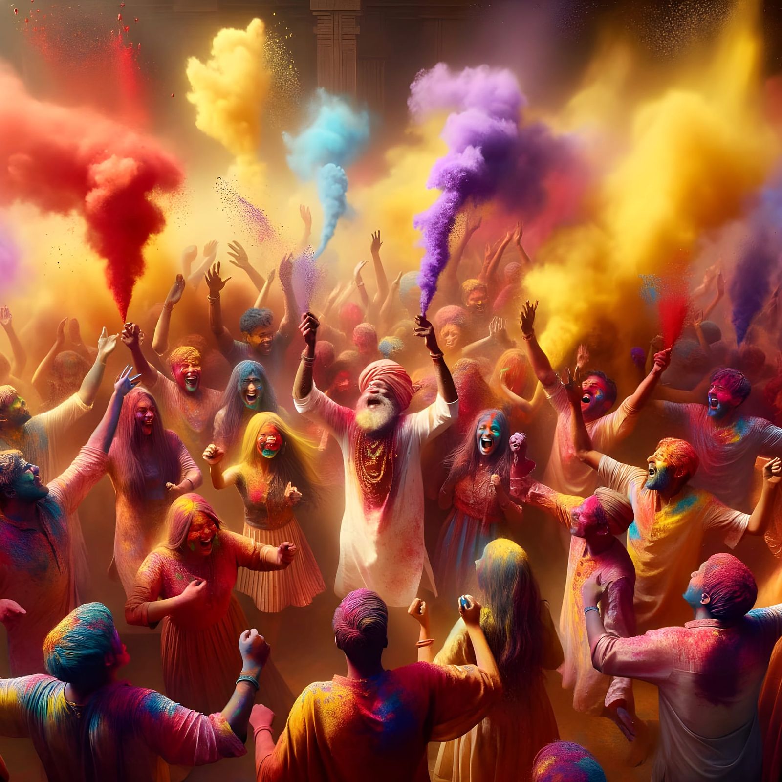 Vibrant Holi Festival Celebration in Colourful Chaos