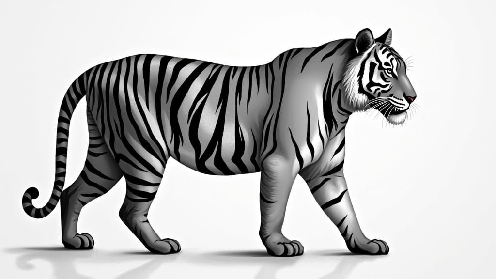 Abstract Minimalist Tiger Painting with Letter P