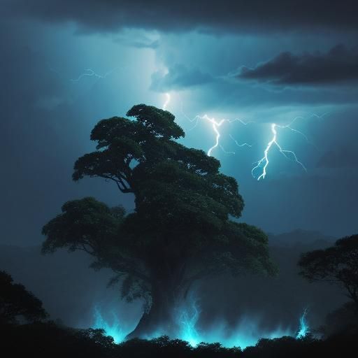 Katatumbo Lightning Over Jungle in Manga Style