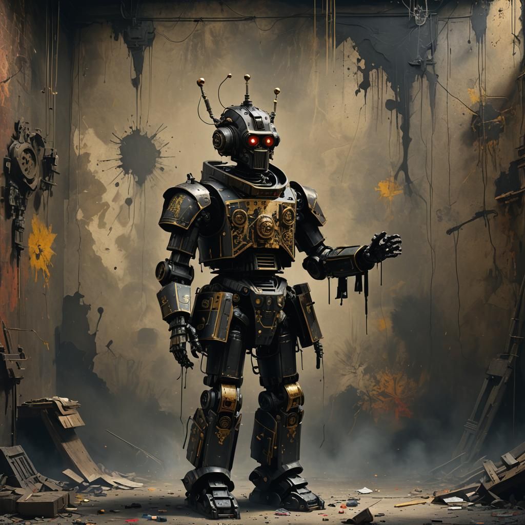 Black Robot Emperor as Rembrandt Painting