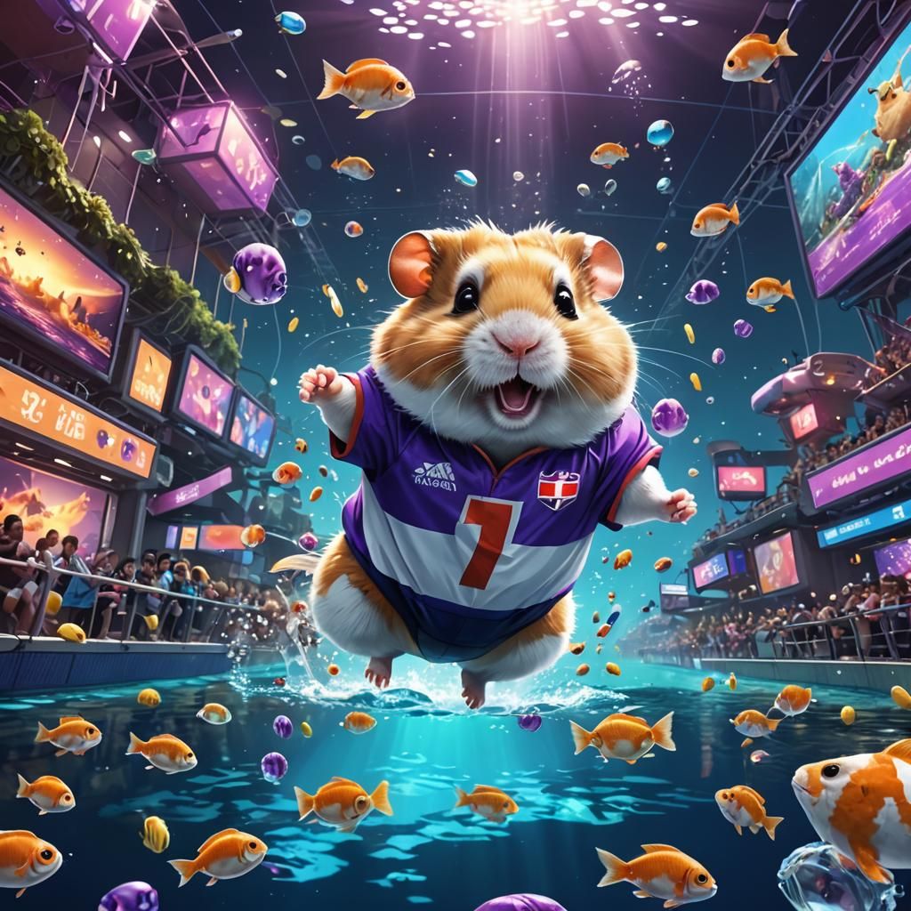 Hamster's Underwater Olympic Dive: Digital Matte Painting