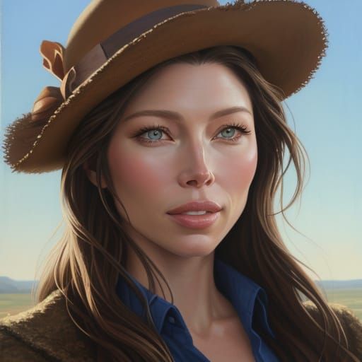Jessica Biel Portrait in Oil Painting Style