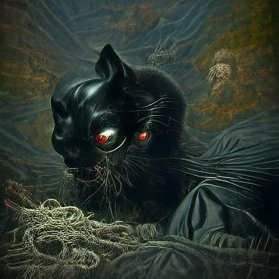 Sinister Black Cat with Third Eye