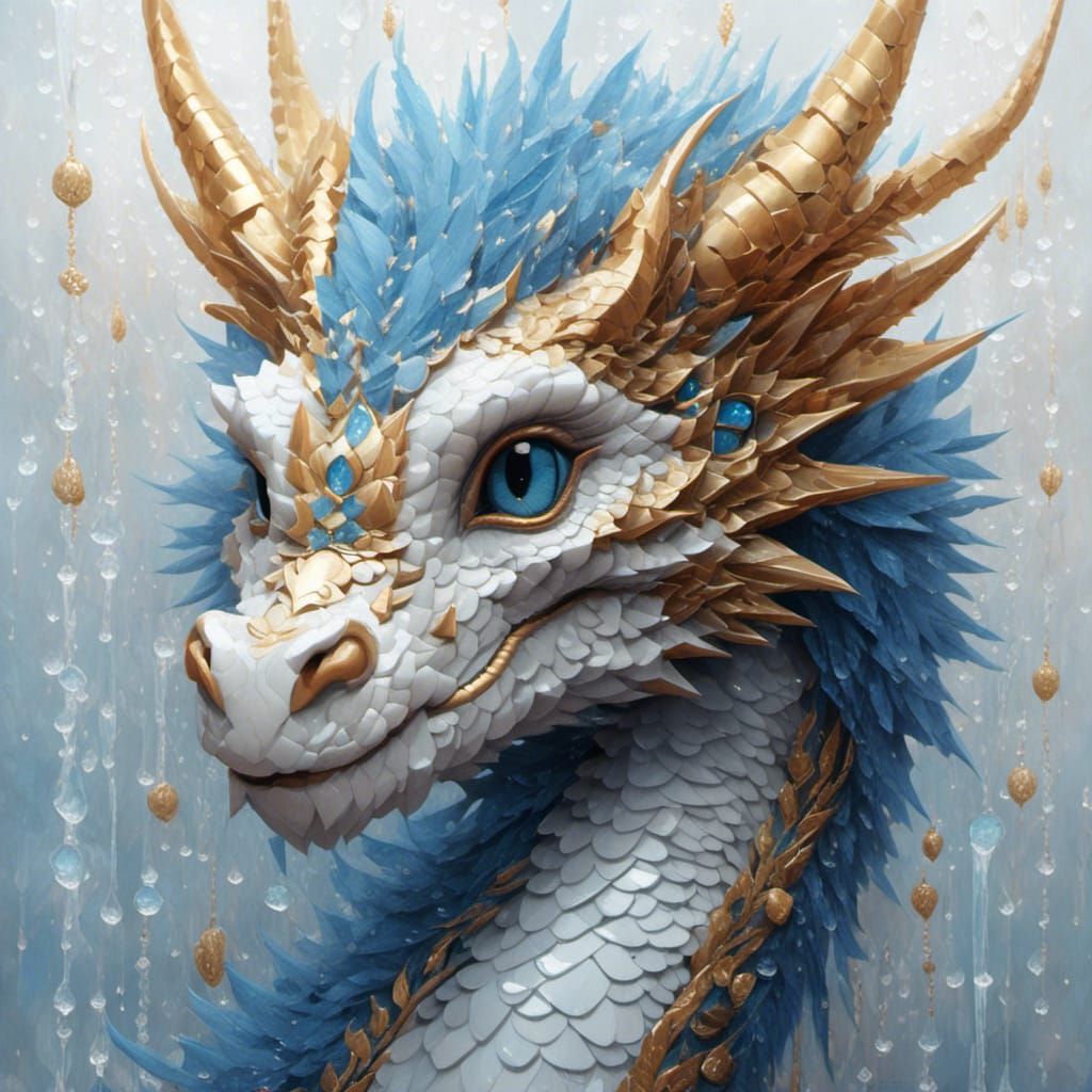 Icy Dragon Portrait in Art Nouveau Style