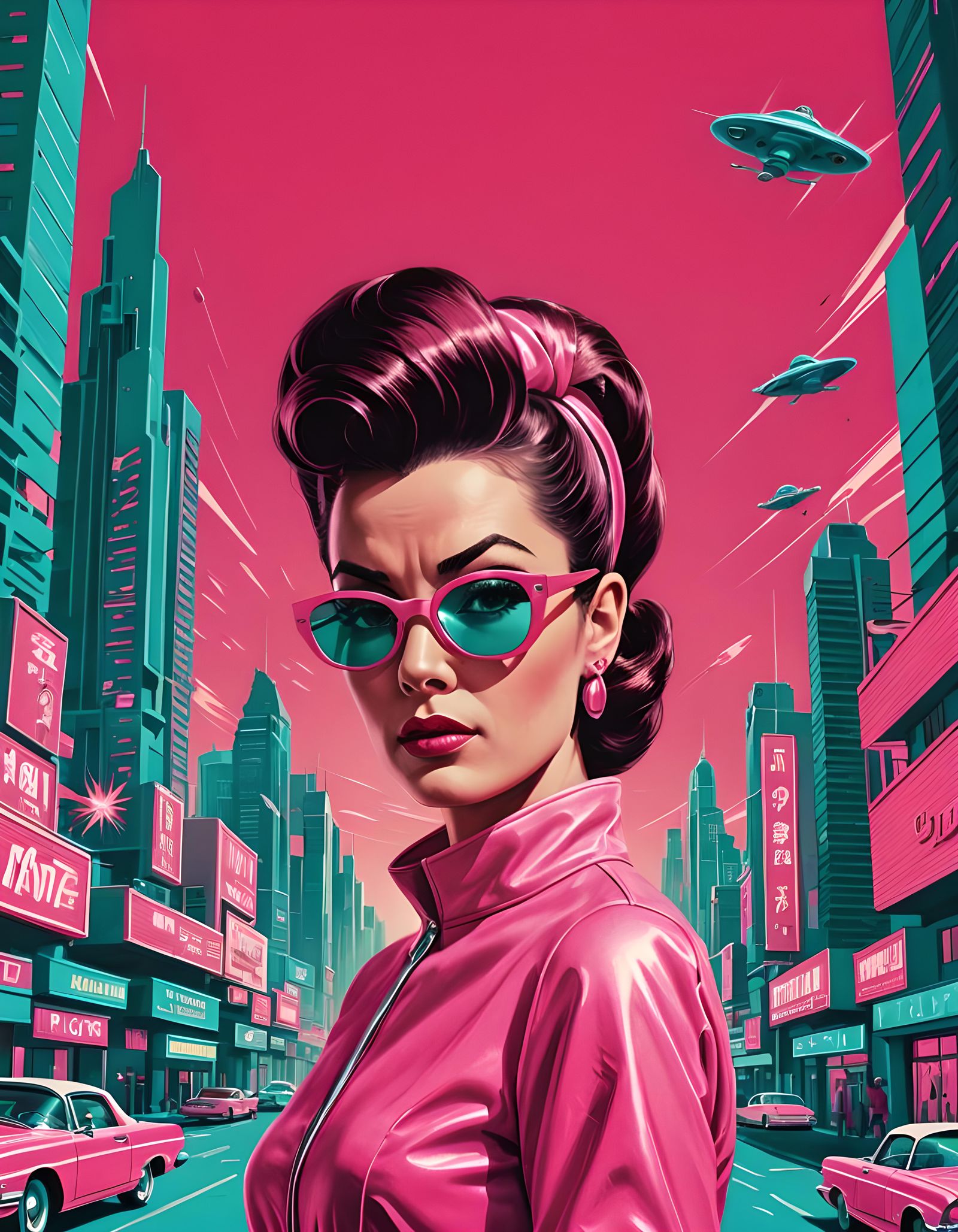 Retro Sci-Fi Wanted Poster in Film Noir Style