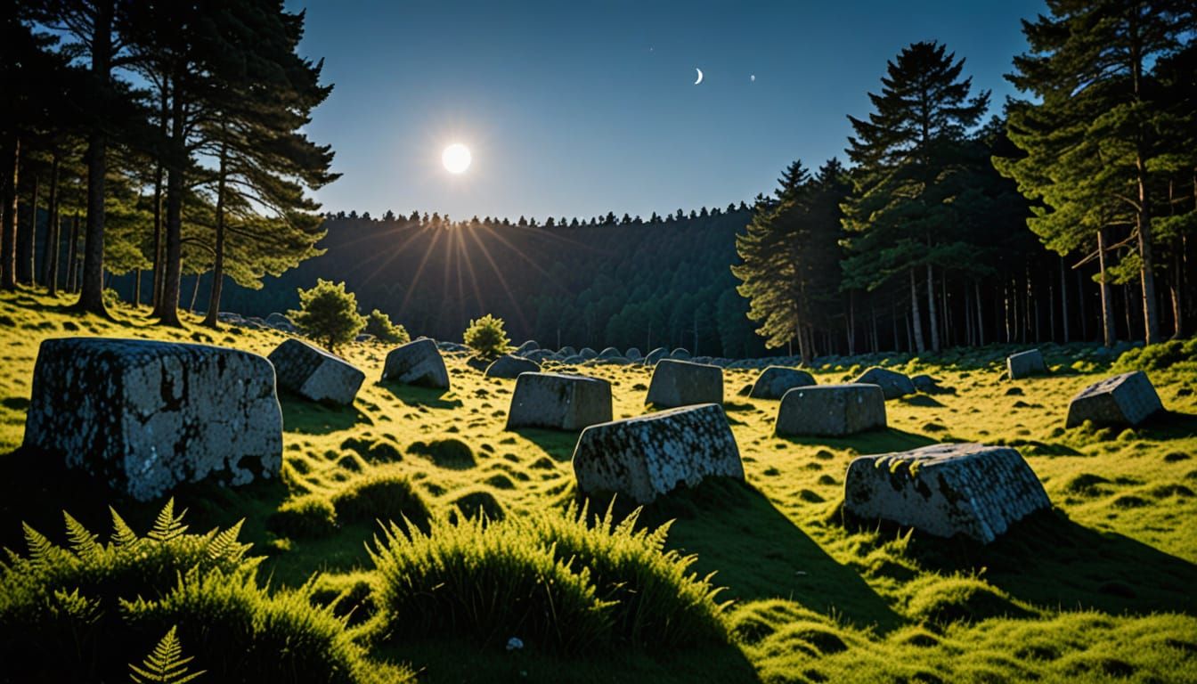 Moonlit Granite Boulders in Limousin, France