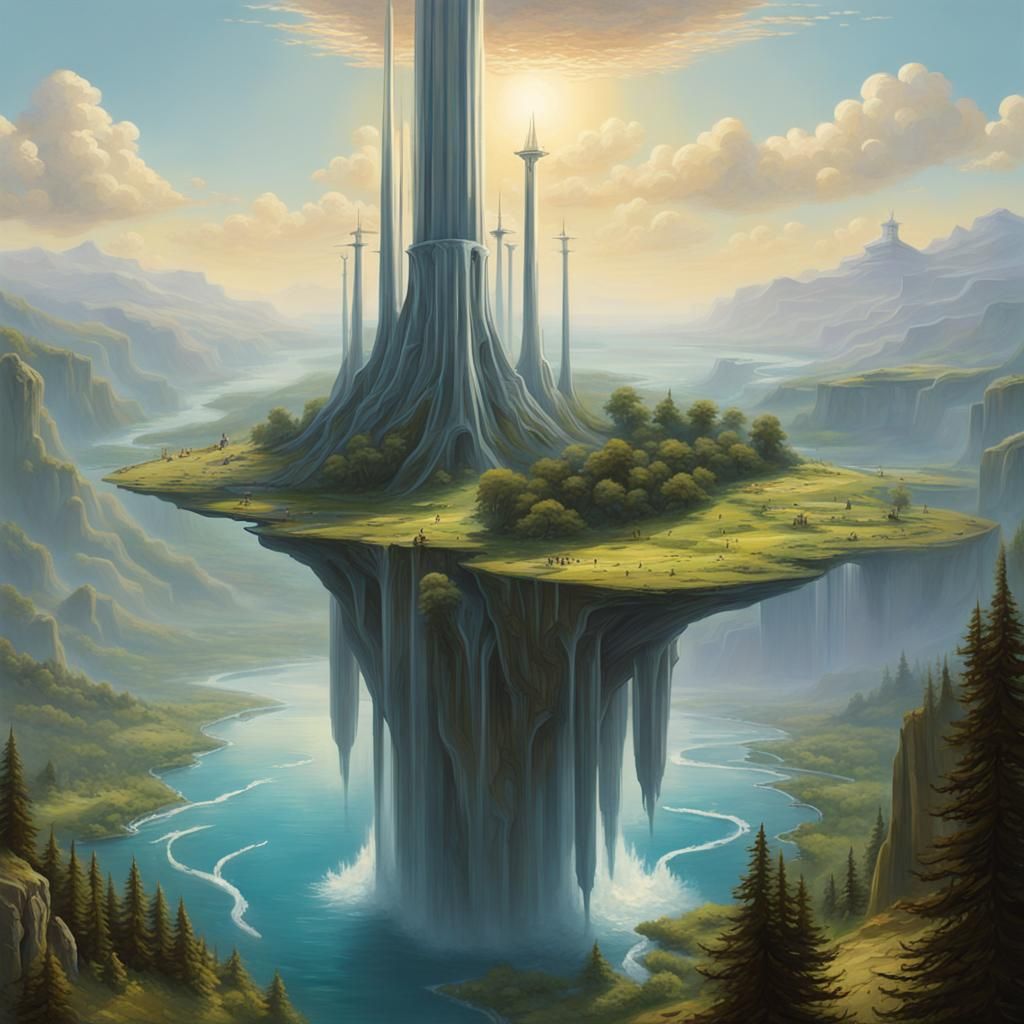 Utopian Landscape with Renewable Energy, in Sinister Style