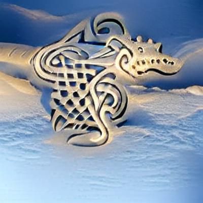 Celtic Knotwork Winter Dragon Illustration