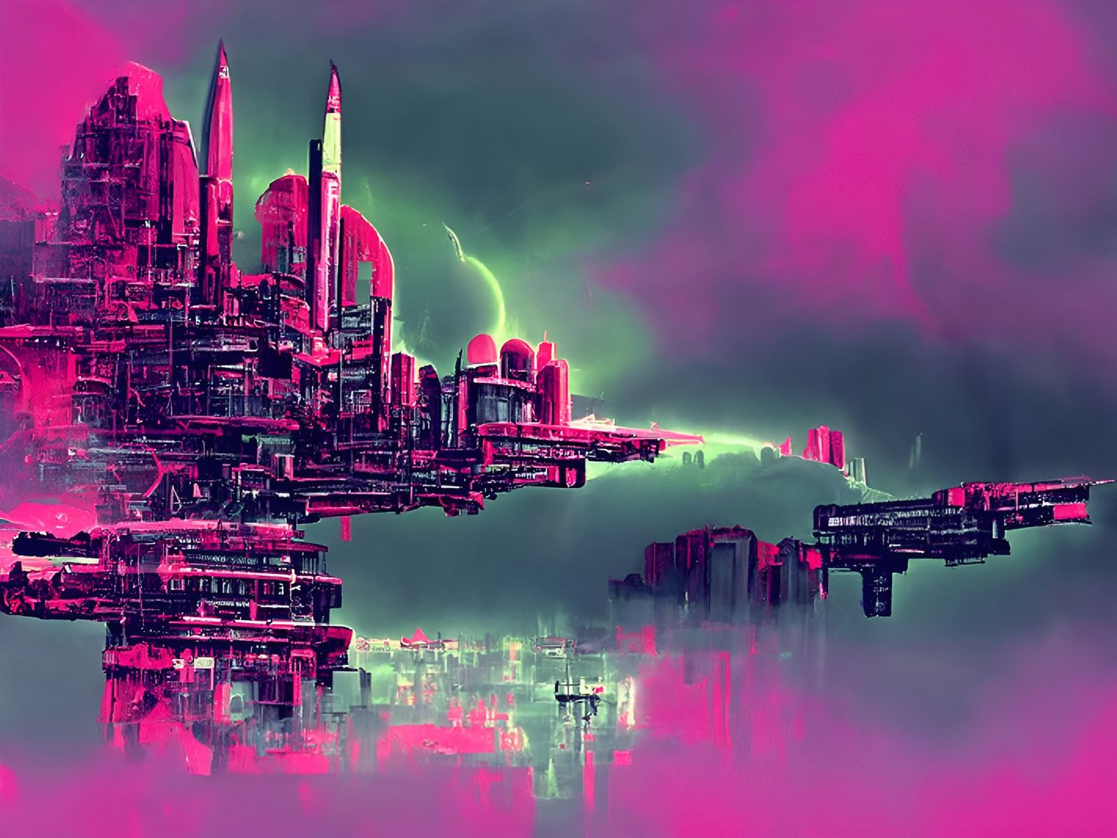 Futuristic Sci-Fi City in Nuclear Art Style