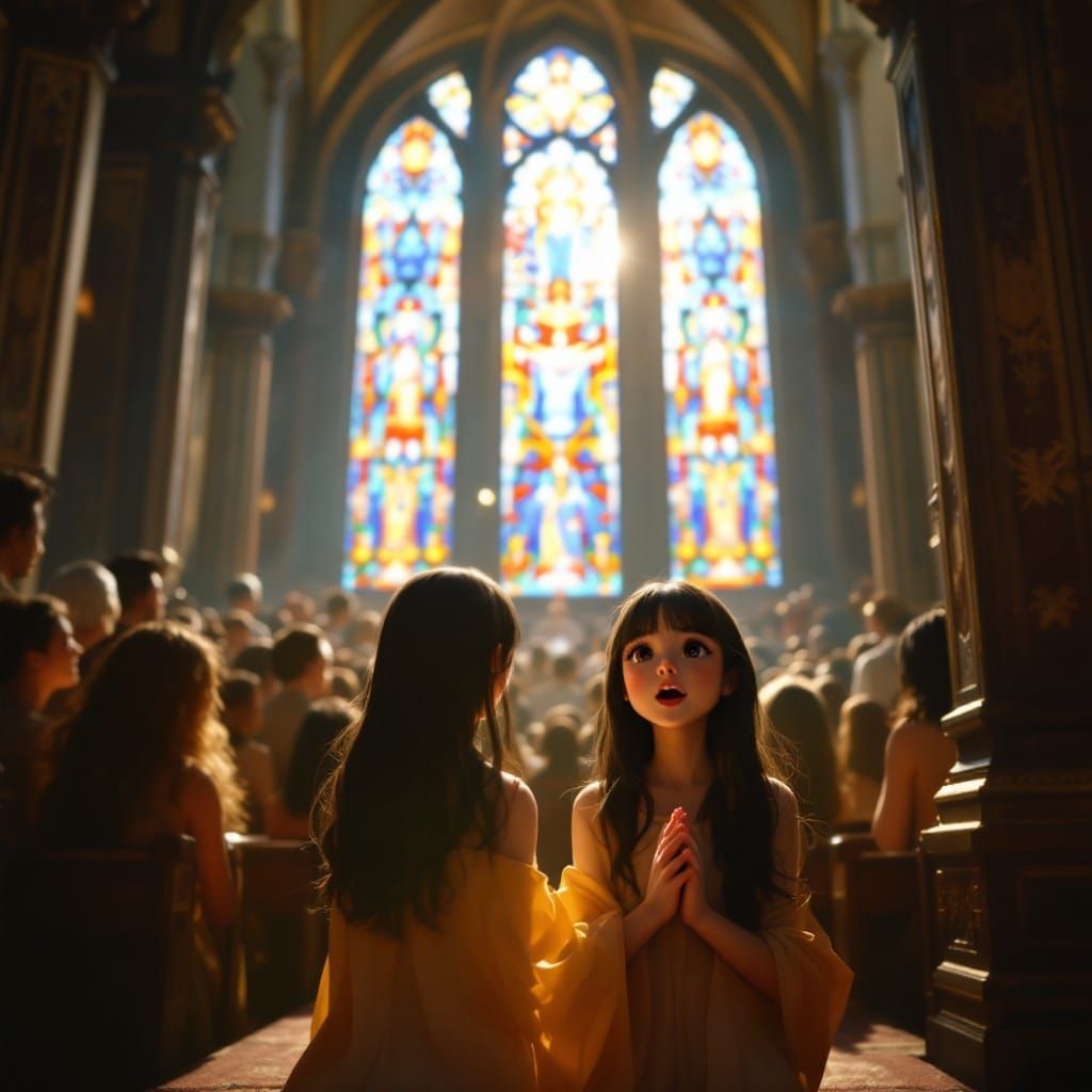 Chibi Math Girl and Artist Sing in Cathedral Choir