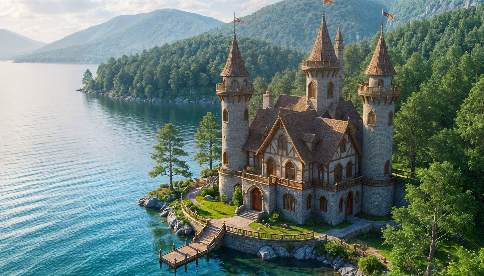 Elven Cottage on Lakeshore in Fantasy Concept Art