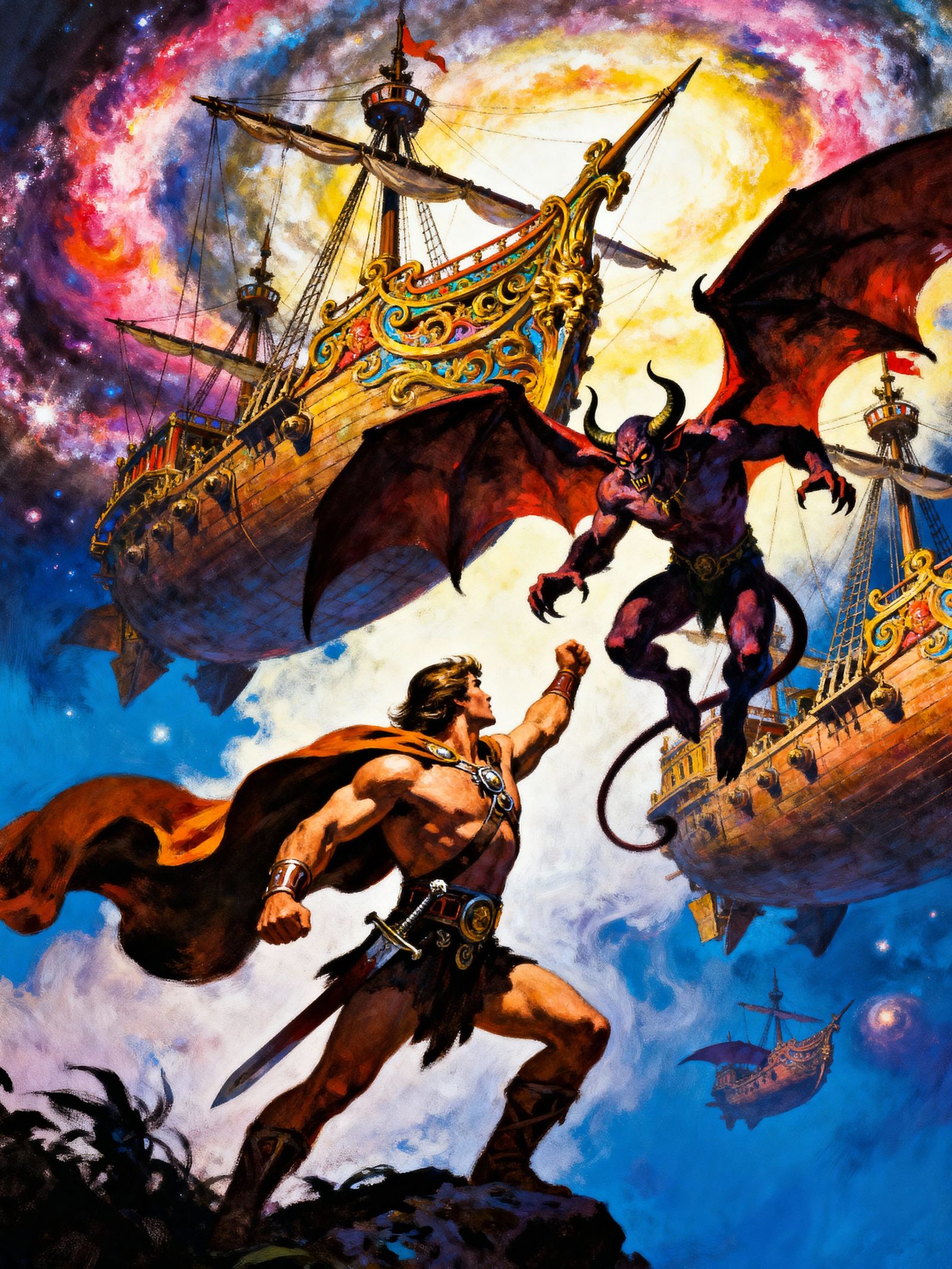 Sword & Sorcery Airship Battle Cover Art