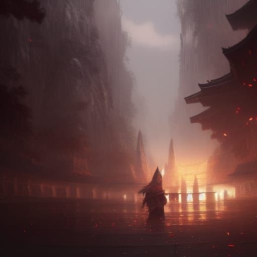 Hachiman and Junshi Daimyojin Dark Fantasy Art