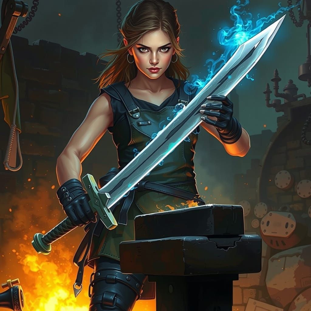 Mystical Blacksmith Forges Ethereal Sword