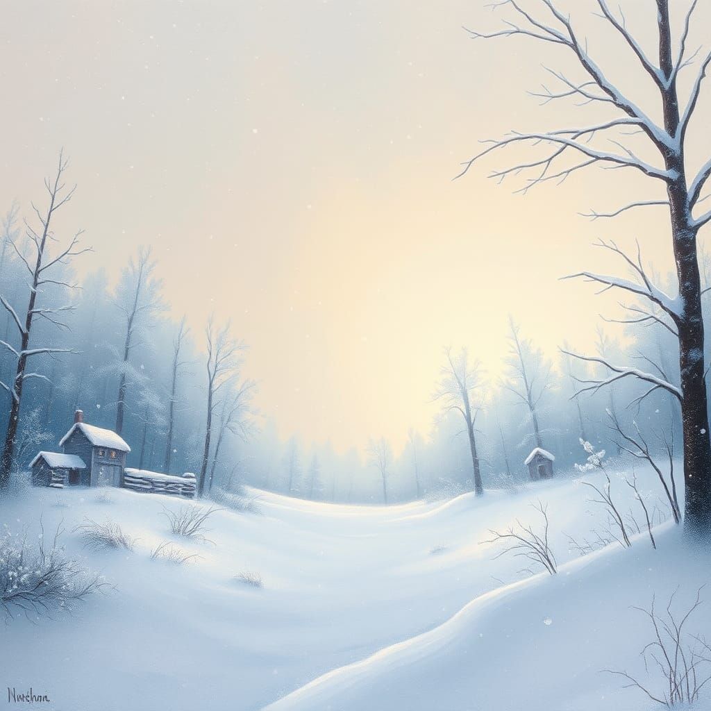 Dreamy Winter Landscape in Impressionist Style