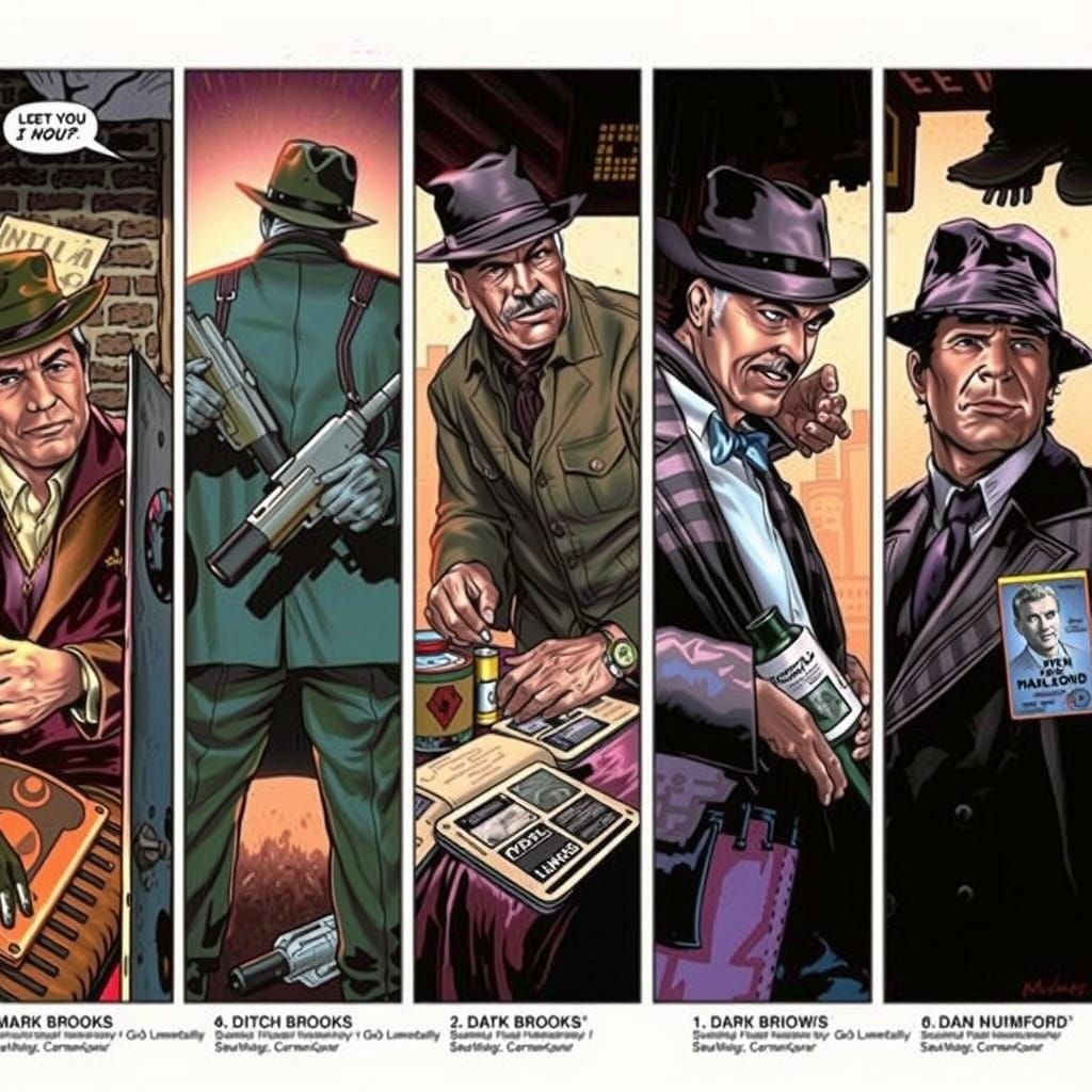 Gritty Noir City Detective in Comic Book Art