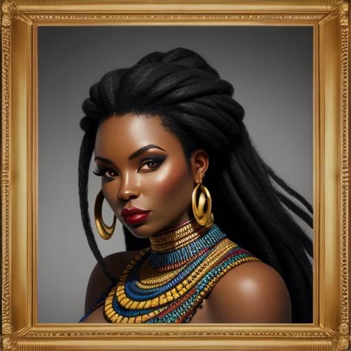 Curvy African barbarian girl portrait