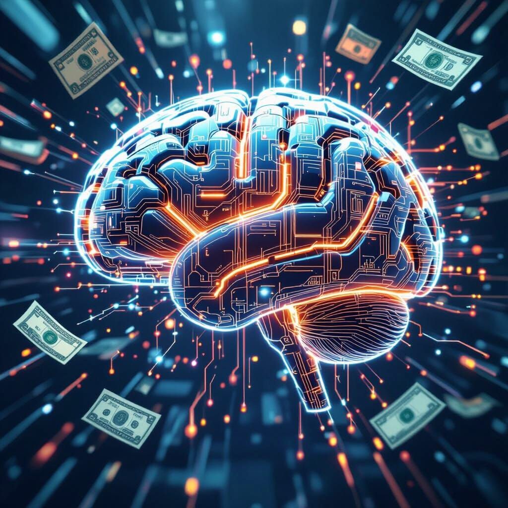 Futuristic Digital Brain with Glowing Circuits and Opportuni...