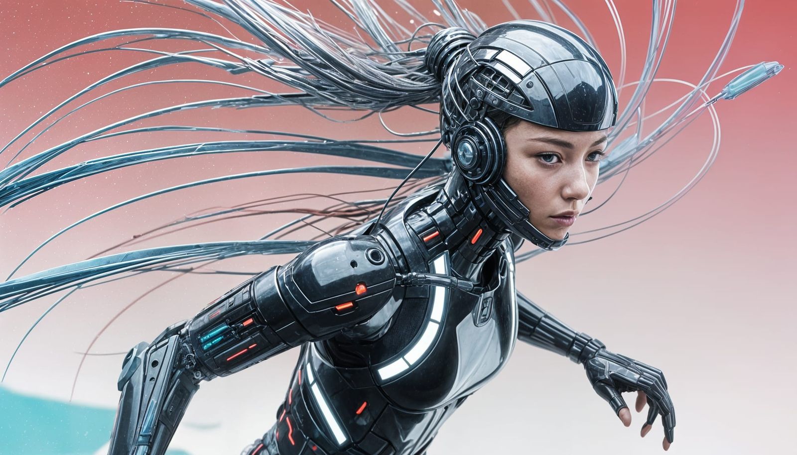 Cybernetic Runner in Soft Pastel Hues