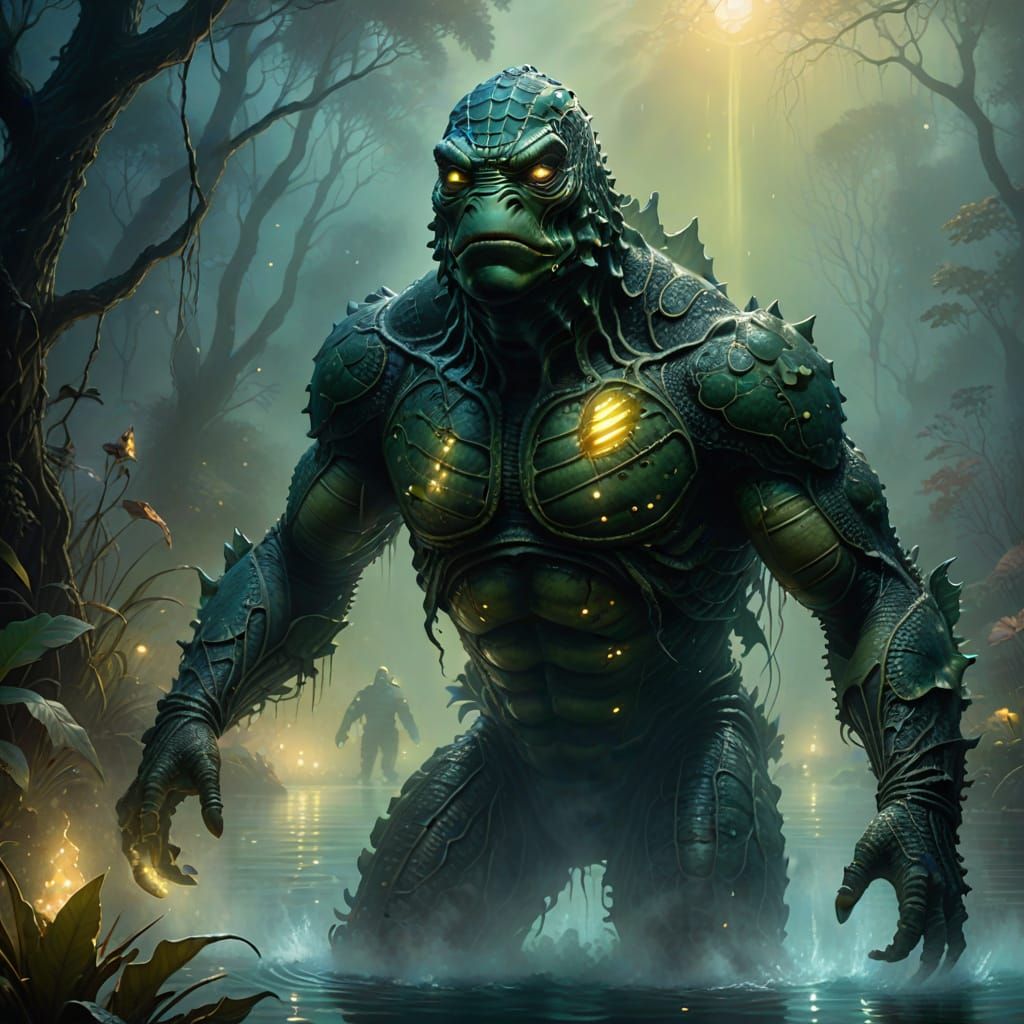 Creature from the Black Lagoon in Ethereal Fantasy Style