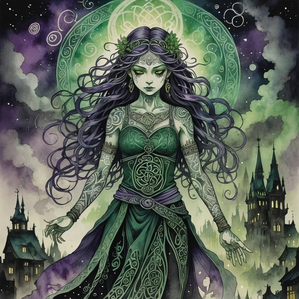 Celtic Goddess in Studio Ghibli Anime Style