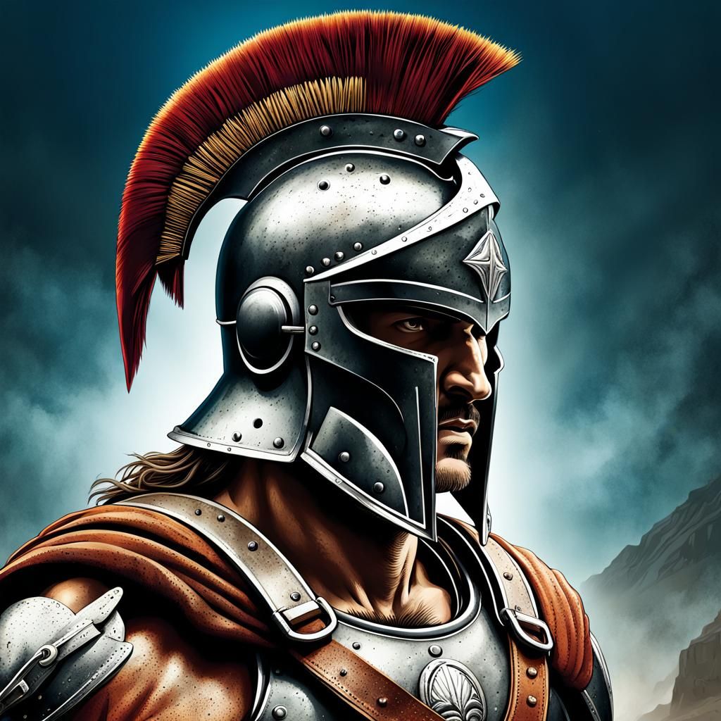 Detailed Illustration of Spartan Warrior
