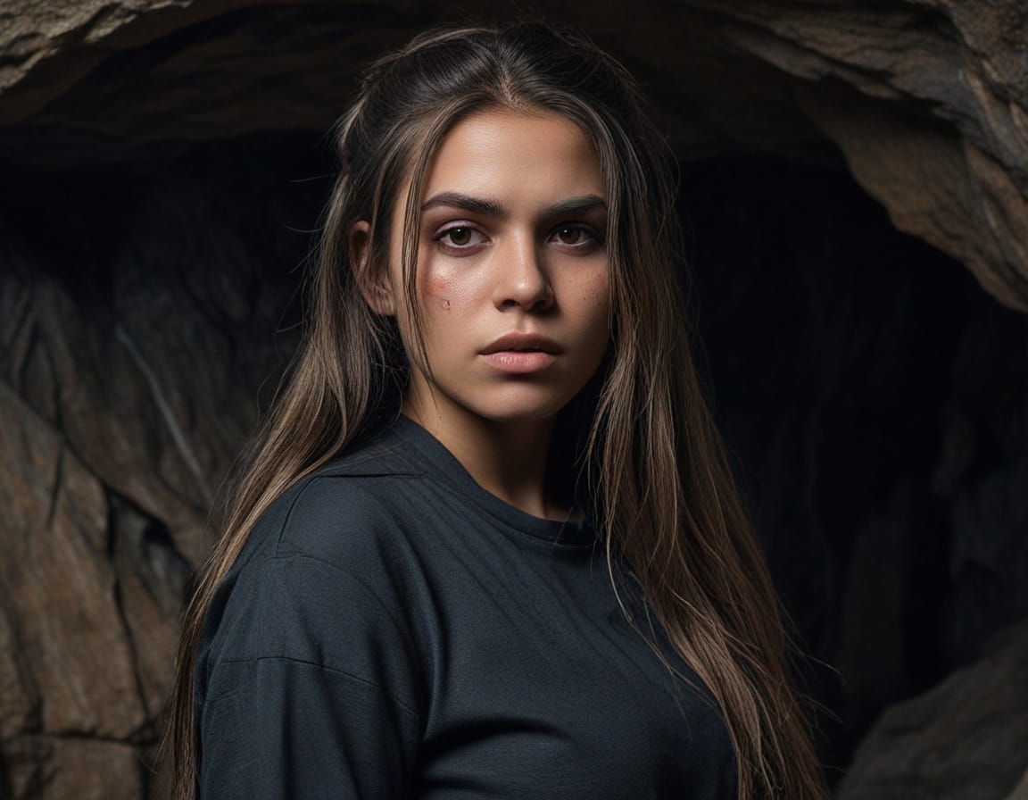 Young stocky Mexican Female zombie with long straight dyed l...