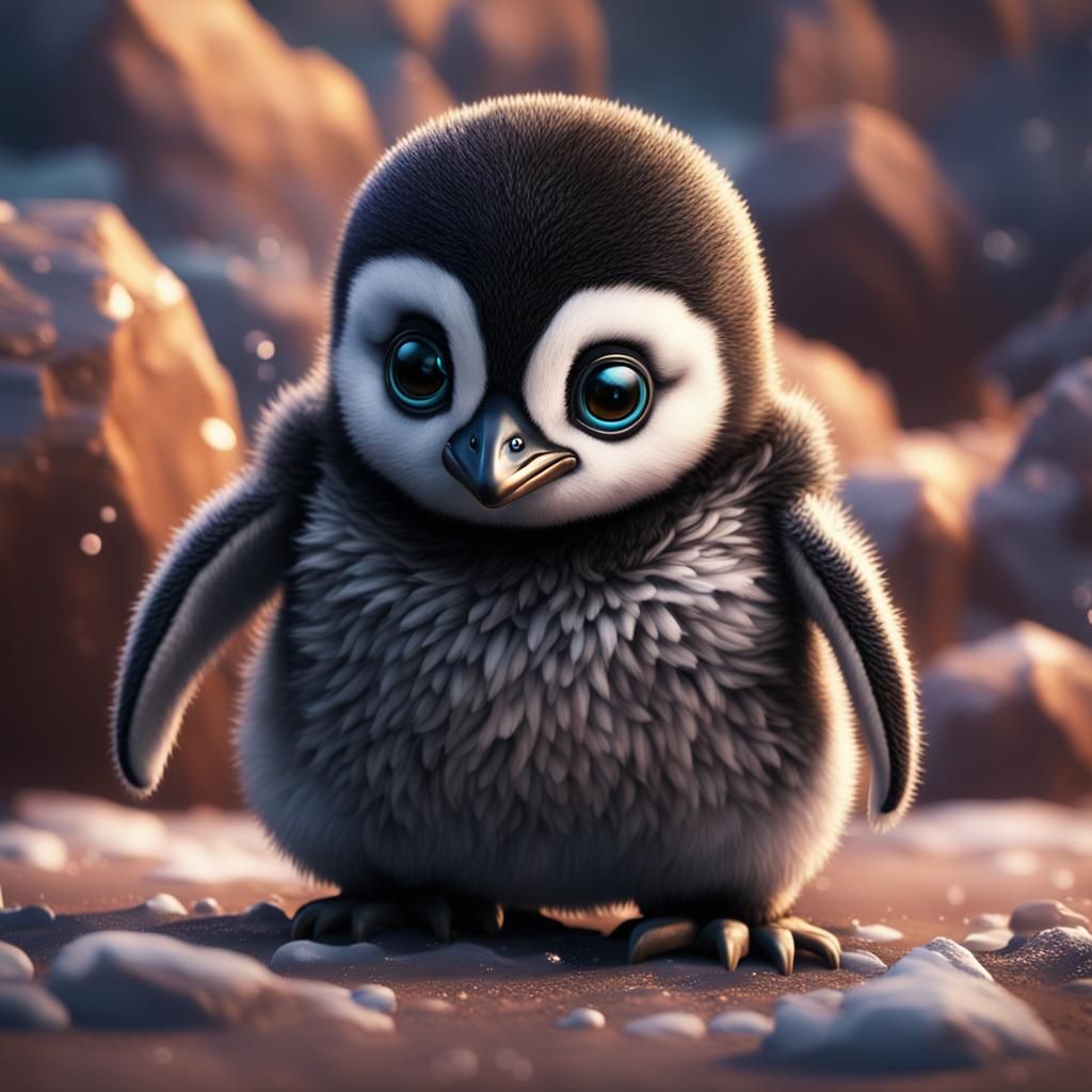 Adorable Baby Penguin with Big Eyes