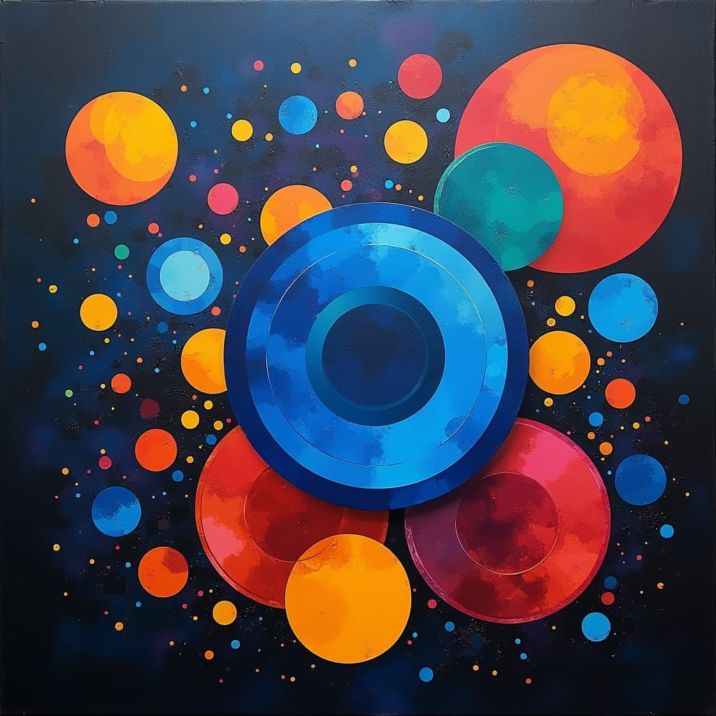 Geometric Abstract Painting in Wassily Kandinsky Style